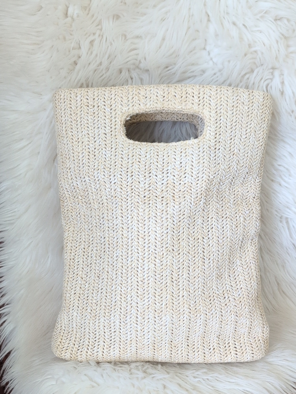Woven Cream Straw  Bag